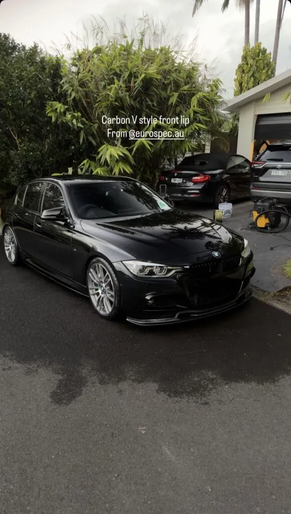 Albert's black BMW F30 330i fitted with a EuroSpec carbon V style front lip