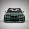 BMW E36 body kit fitted, fern green, front view