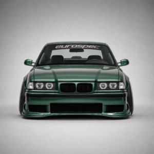 BMW E36 body kit fitted, fern green, front view