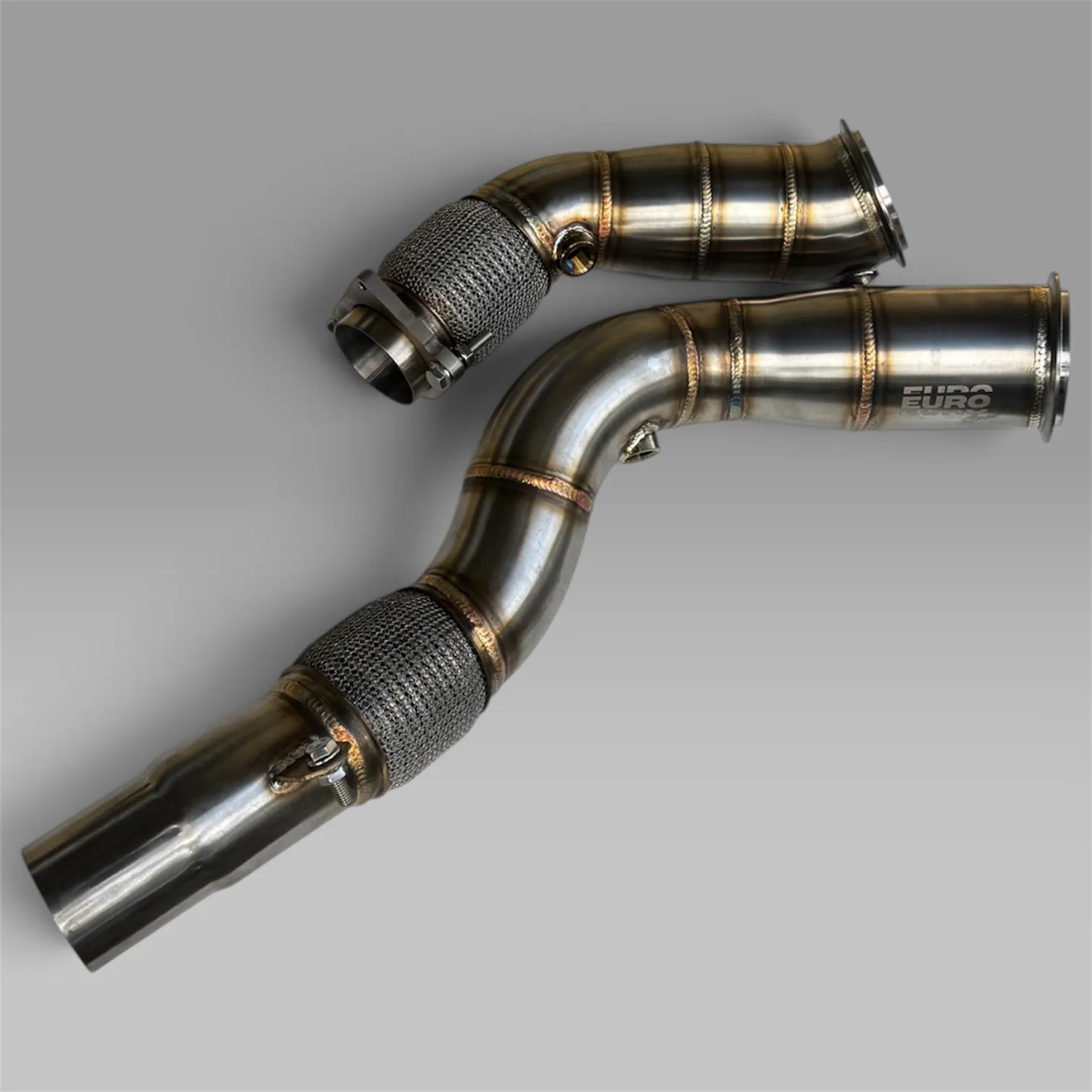BMW S55 catless race downpipes, 3 inch 304 stainless, F80 M3 / F82 M4 / F87 M2C, EuroSpec