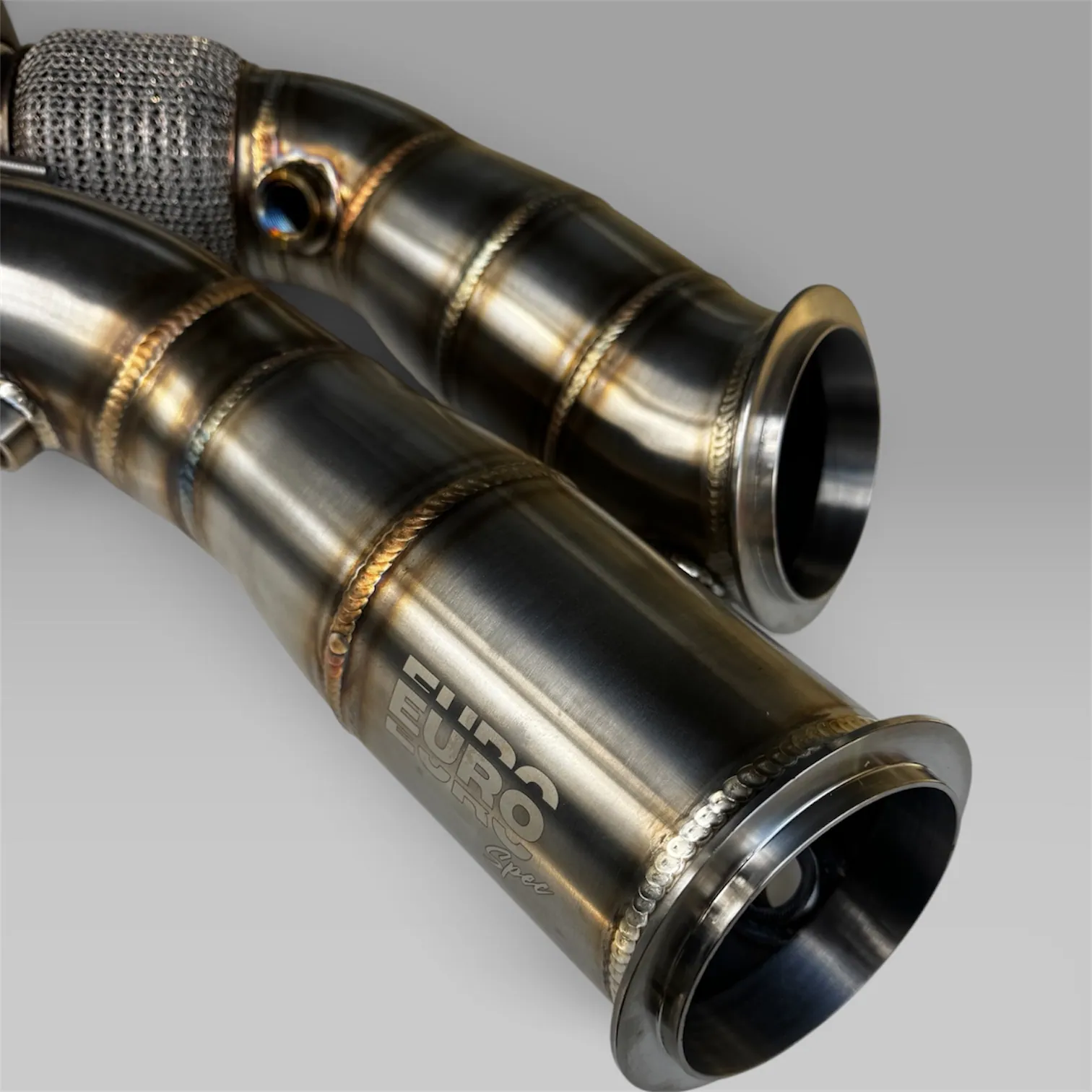 BMW S55 catless race downpipes, 3 inch 304 stainless, F80 M3 / F82 M4 / F87 M2C, EuroSpec