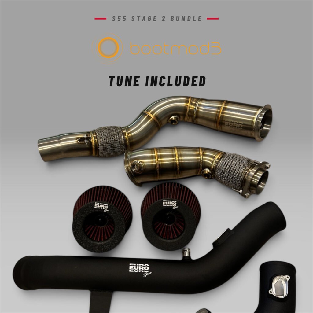BMW S55 Stage 2 Bundle — Catless Downpipes + Cold Air Intake + bootmod3 Ultimate Tune (F80 M3 / F82 M4 / F87 M2C)