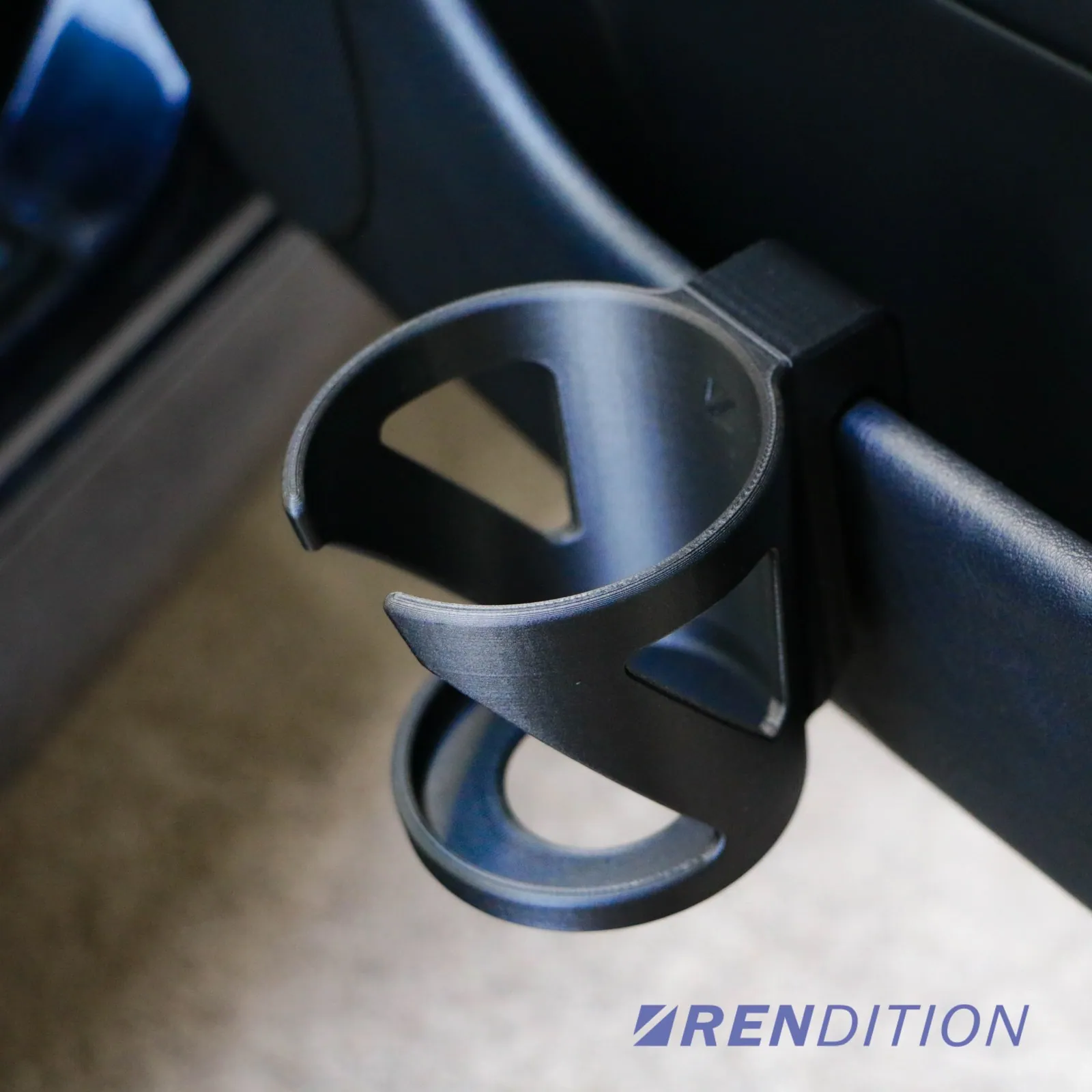 Rendition BMW door bin cup holder clipped into the door bin