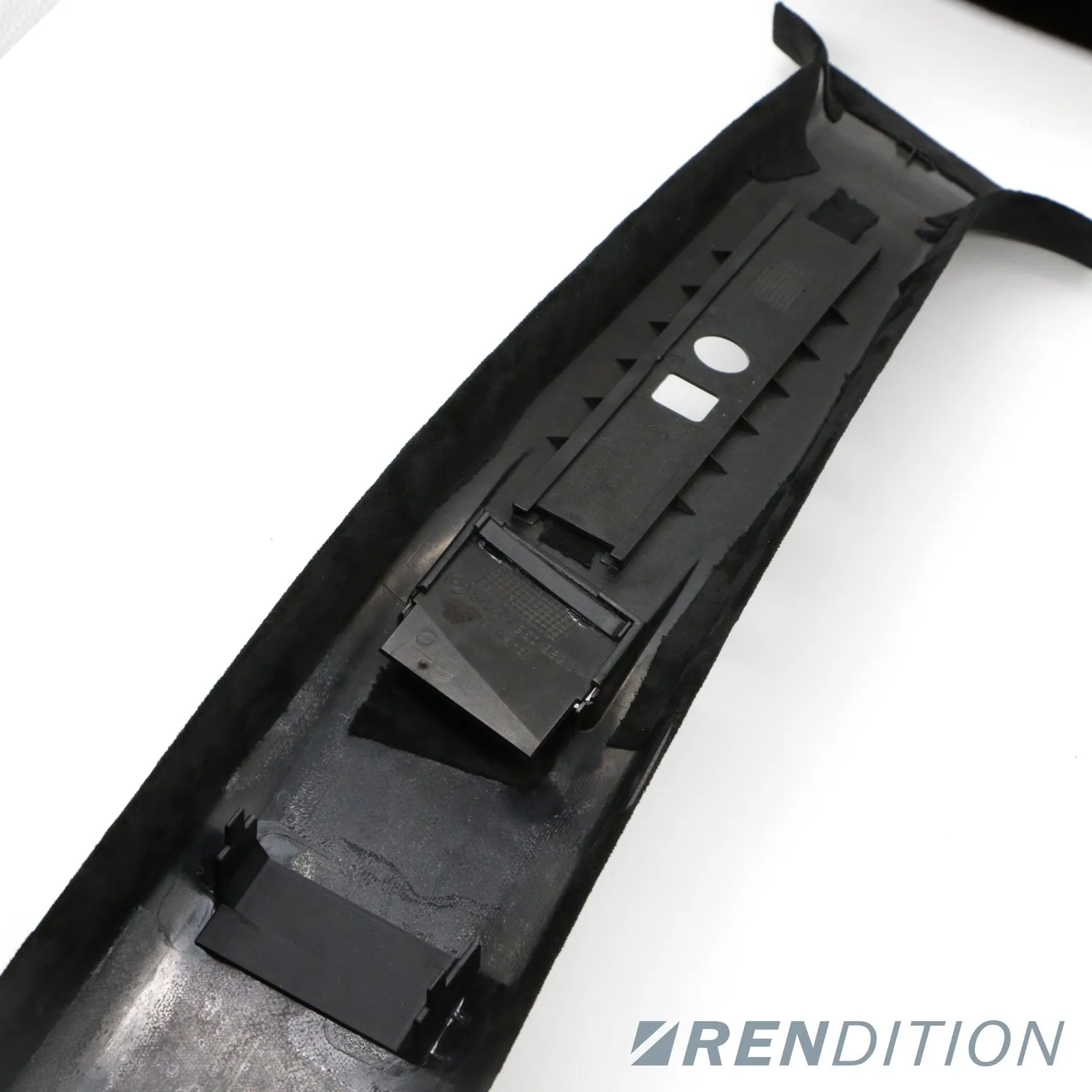 Rendition BMW E36 pillar trim with repair tabs fitted