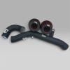 EuroSpec BMW S55 cold air intake kit laid out on a grey backdrop