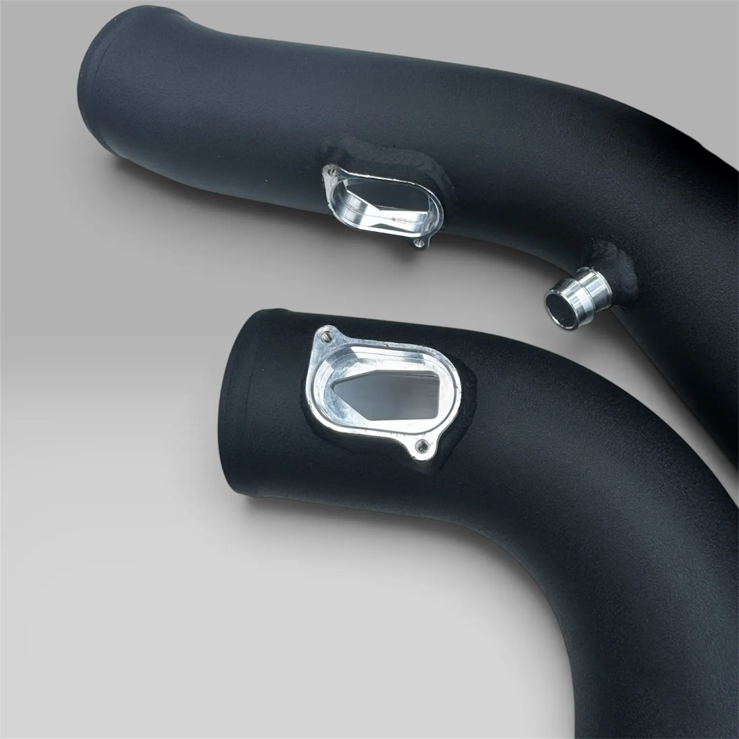 Machined aluminium flanges and fitting on the EuroSpec BMW S55 intake pipes